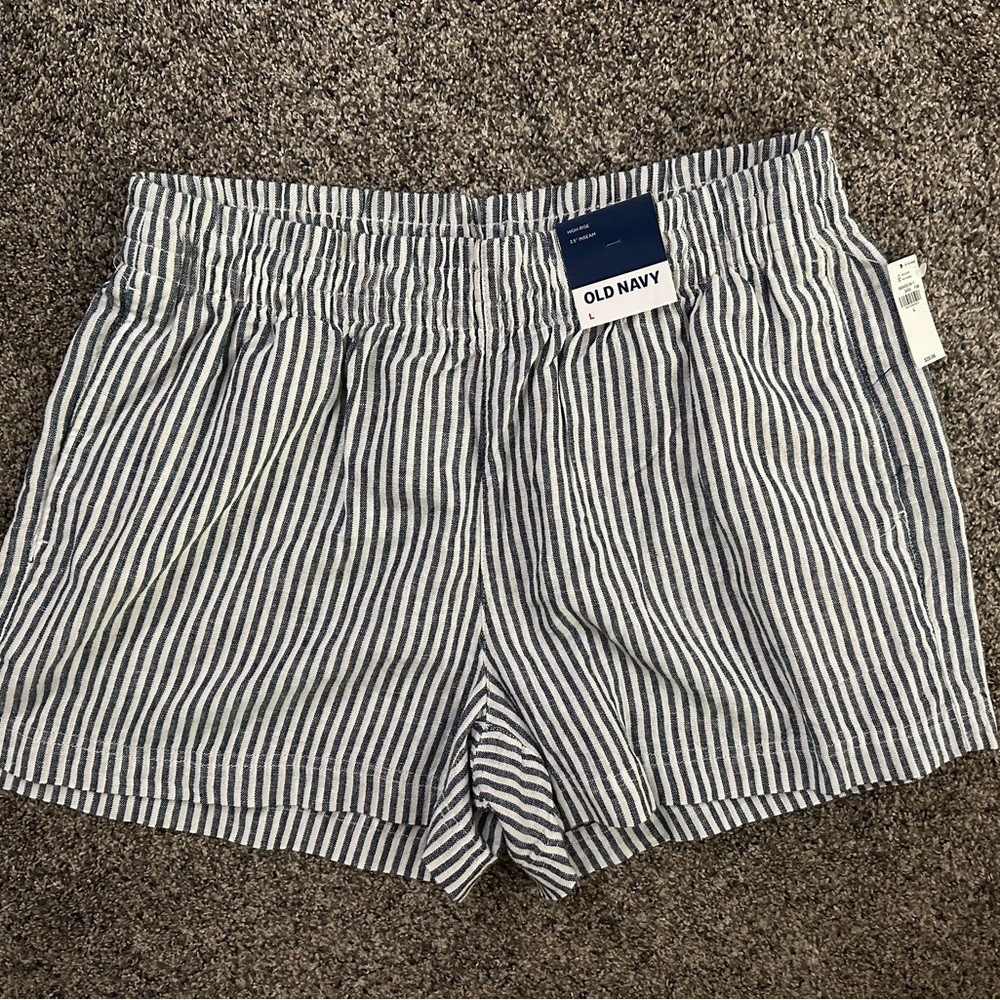 Old Navy Navy and White Striped Shorts